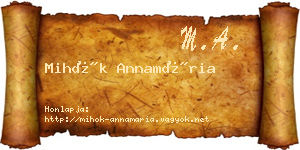 Mihók Annamária névjegykártya